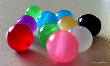 10mm Multicoloured Round Faux Opal Resin Beads, Spacer Beads x 10